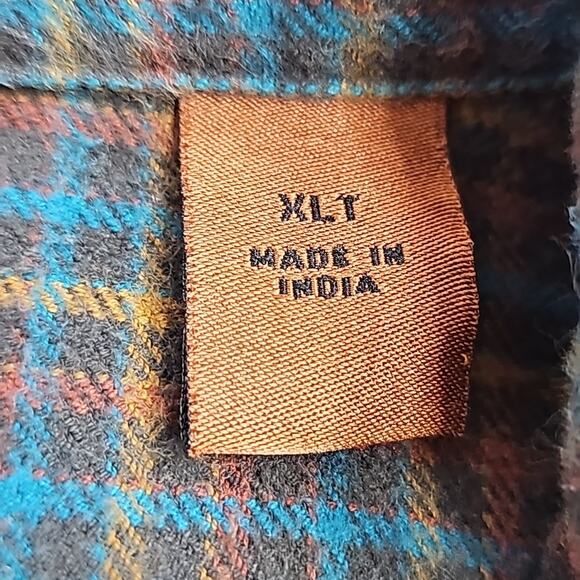 Bob Timberlake Mens Sz XLT Flannel Plaid Button Down Long Sleeve Shirt - Picture 4 of 12